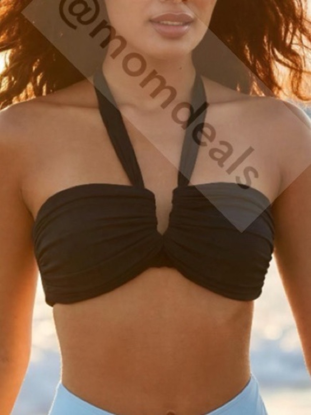 Carmen Marc Valvo Season Cruise Black Bandeau Halter Tie Bikini Top NWT